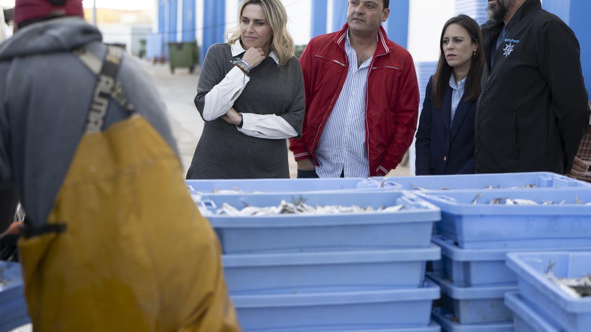 La presidenta de la Diputació, Marta Barrachina, i el diputat Andrés Martínez, a una visita al port pesquer de Castelló.