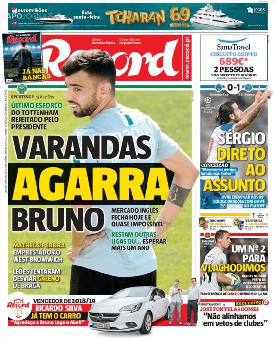 Portada Record 8 de Agosto de 2019