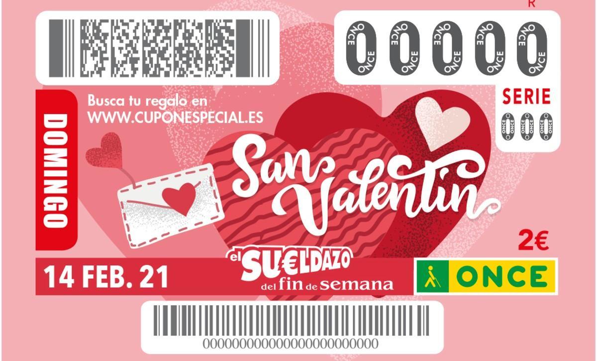 Sueldazo ONCE Sant Valentí: Sorteig del diumenge 14 de febrer del 2021