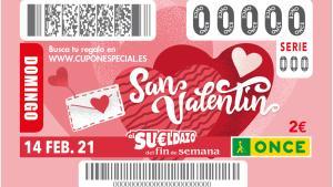 Sueldazo ONCE Sant Valentí: Sorteig del diumenge 14 de febrer del 2021