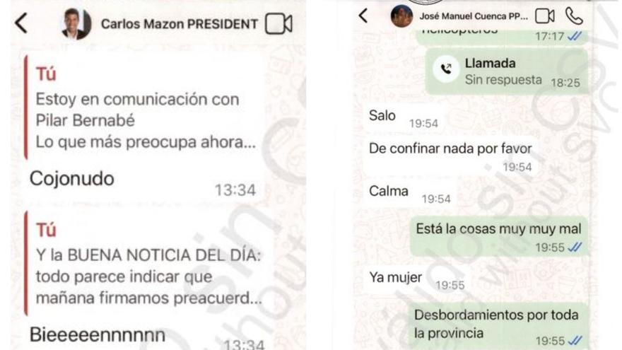 El jefe de gabinete de Mazón influyó en el Es Alert de las 20.11 horas: "Salo, de confinar nada, por favor"