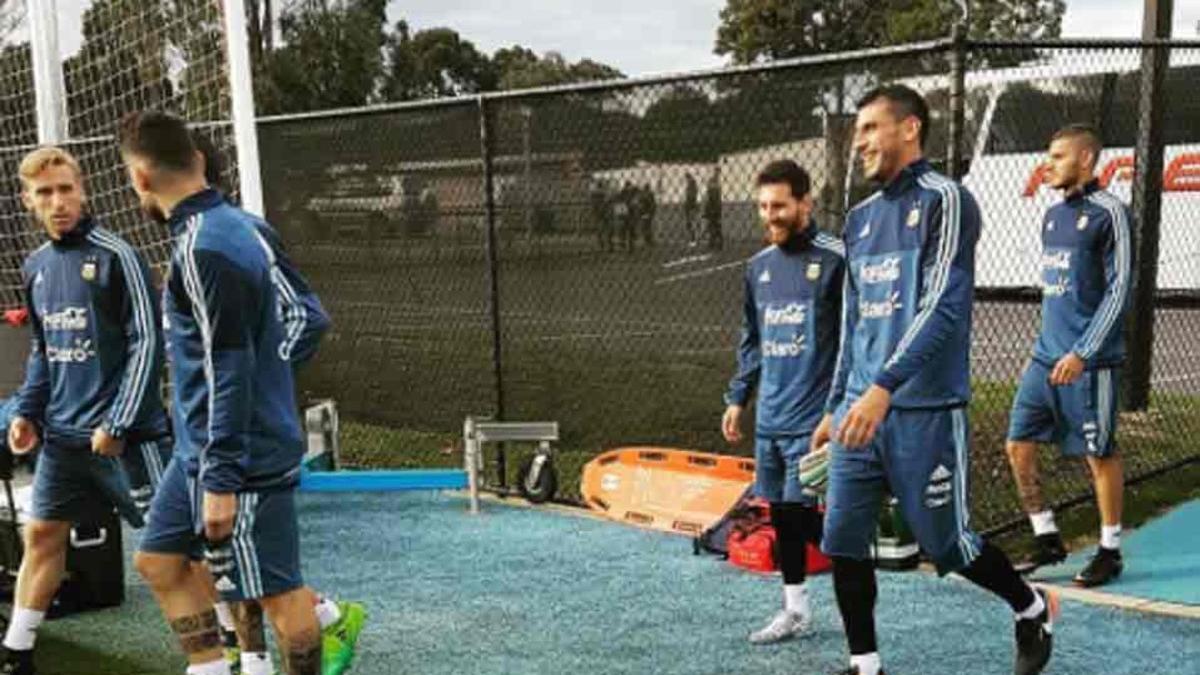 Messi e Icardi coincidieron en el entrenamiento