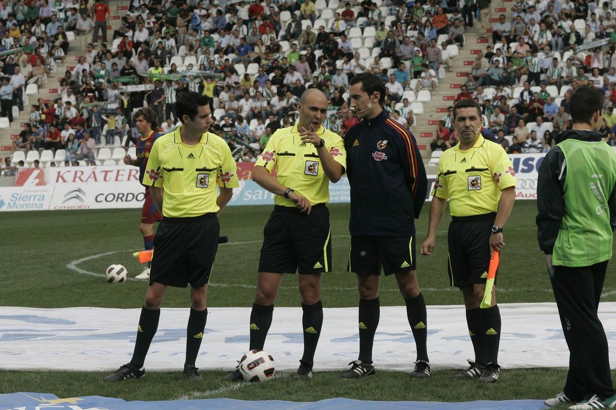 Bernabé García y Sánchez Martínez, en El Arcángel, en la previa del Córdoba CF - Barcelona B, en octubre del 2010.