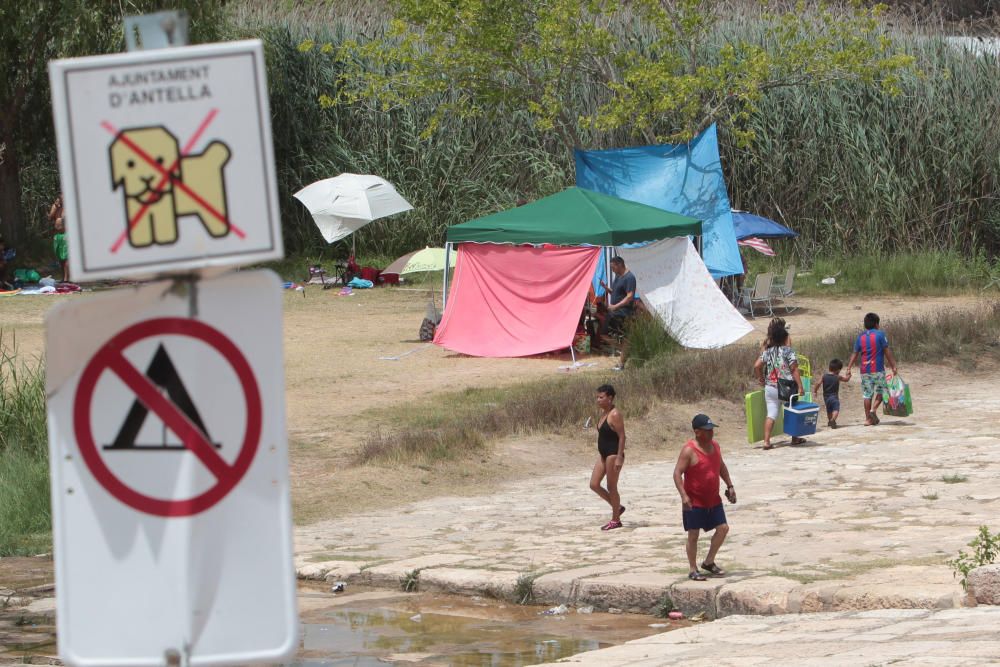 Los bañistas acuden al Assut d'Antella aunque el baño está prohibido