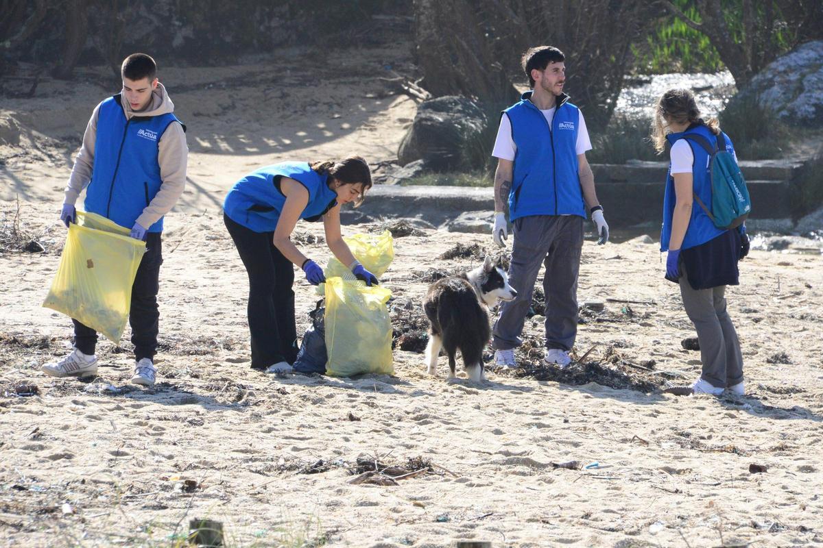 La limpieza de la playa de Area de Bon, en Bueu, en imágenes (I)