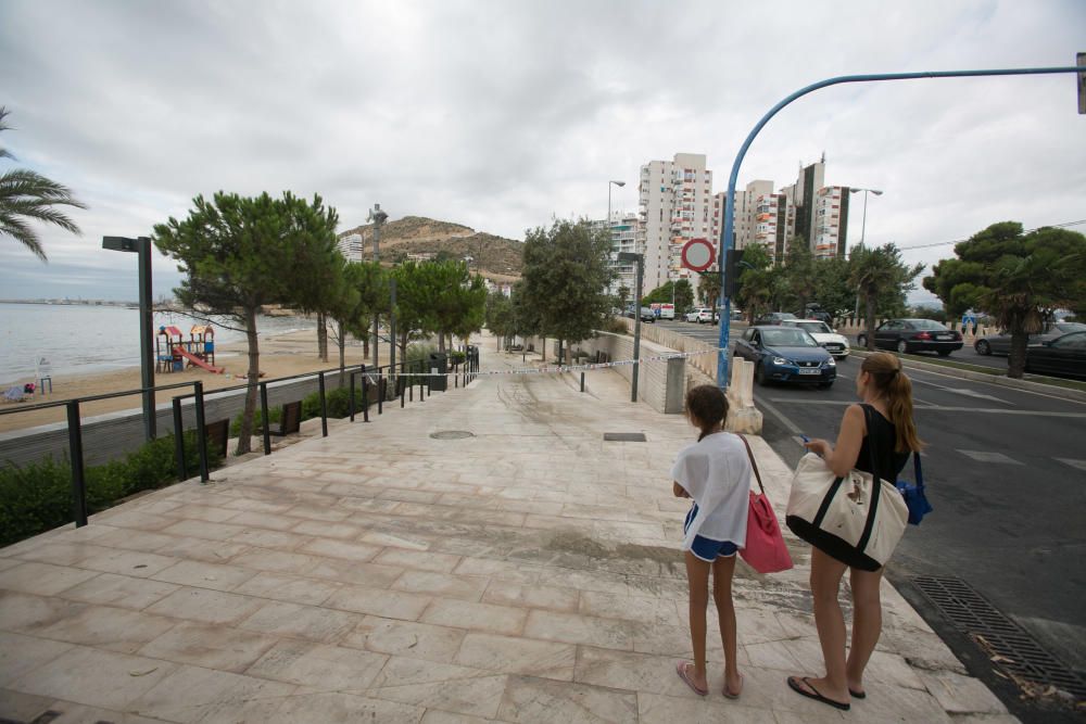 Daños en la playa de la Albufereta