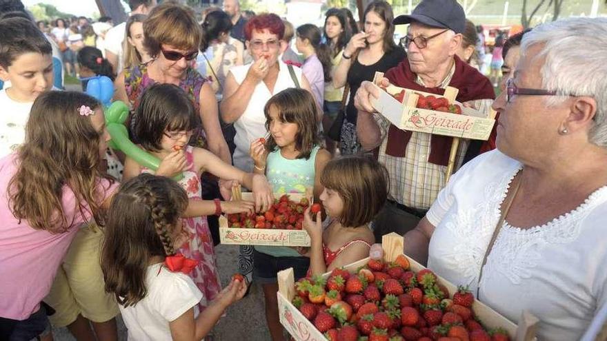 Asistentes a la Festa da Fresa en el parque de Eirís el año pasado.