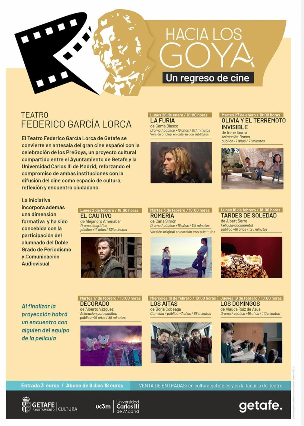 Programación de 'Hacia los Goya. Un regreso de cine'.