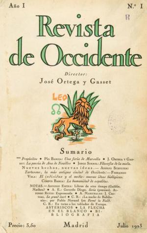 Portada do número 1 da "Revista de Occidente".