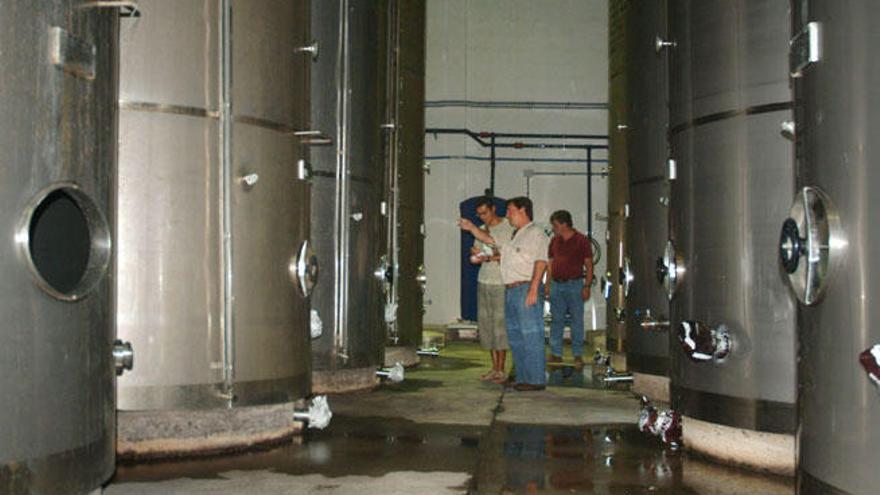 Parte de los tanques de vino de la bodega del Complejo Agroindustrial.