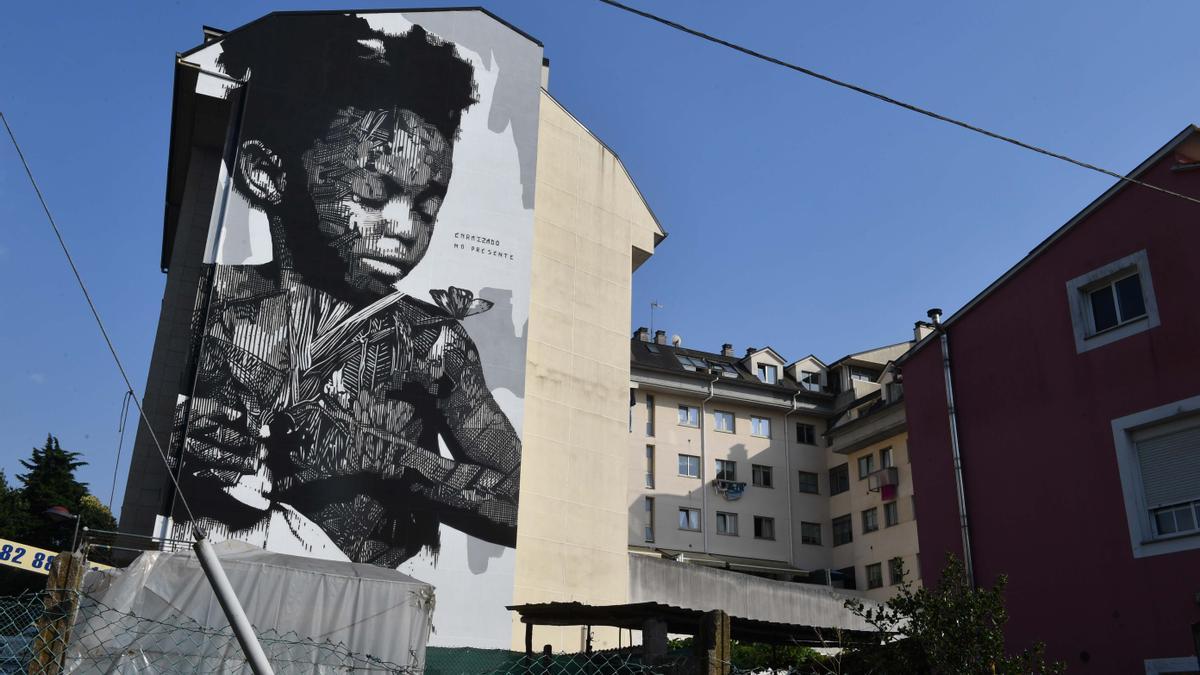 Mural de Huariu en O Balado, Cambre.