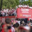 El Girona celebra su entrada a la Champions
