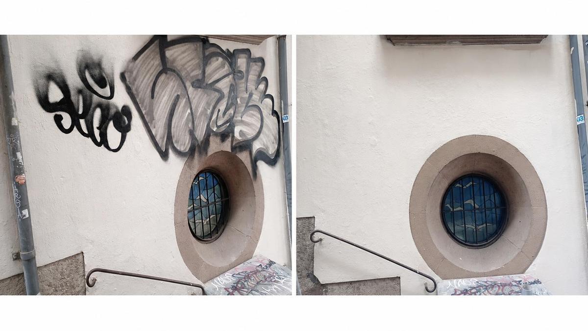 El antes y el después en la calle de l'Aigua.
