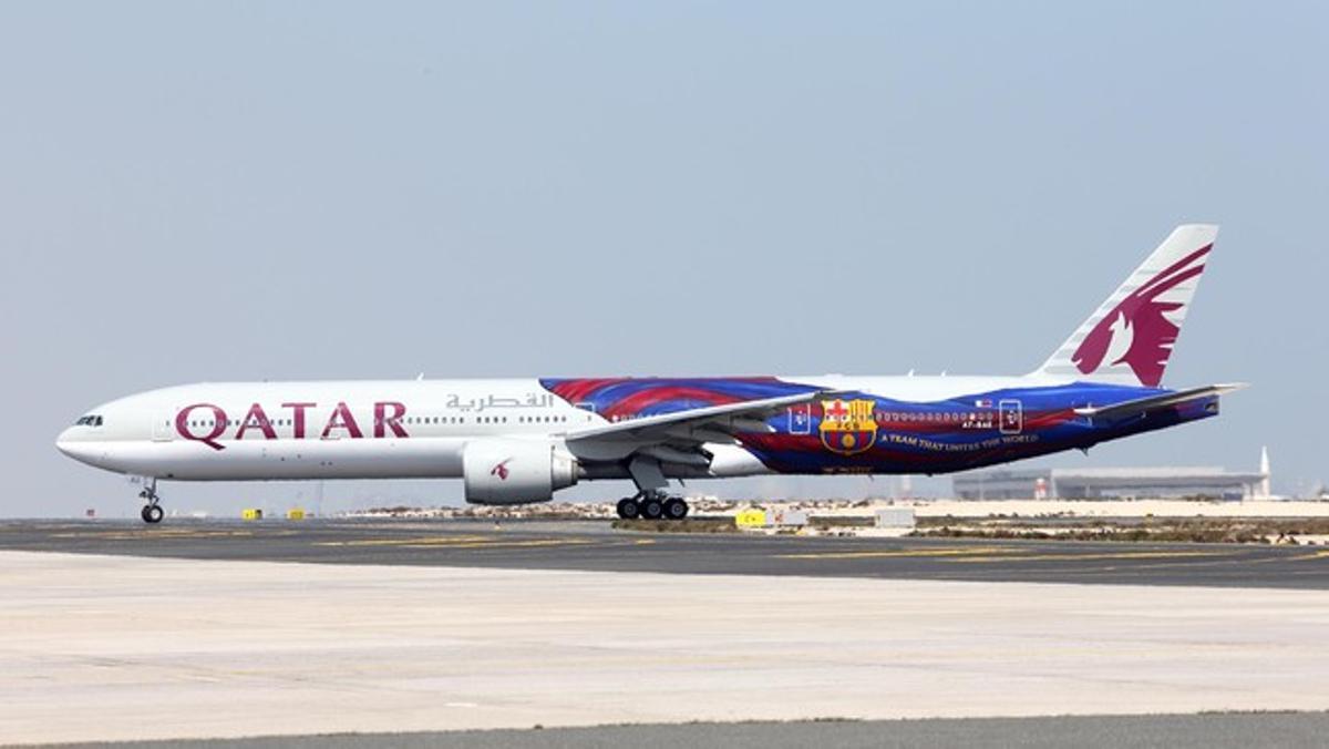 L’avió amb els colors del Barça.