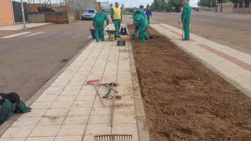 Alumnos de un taller de jardinería recientemente clausurado.