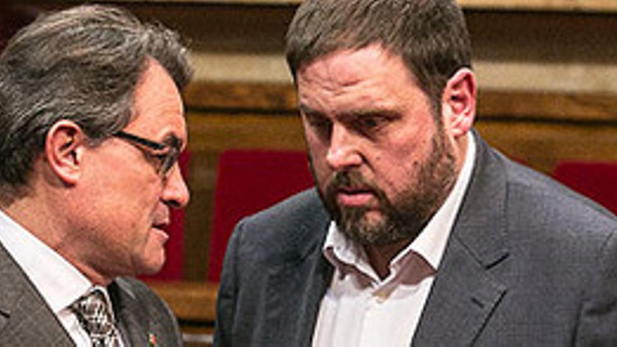 Artur Mas y Oriol Junqueras, en el Parlament.