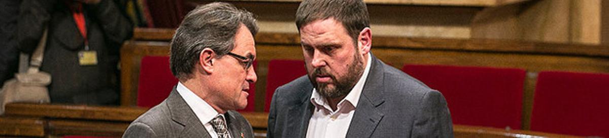 Artur Mas i Oriol Junqueras, al Parlament.