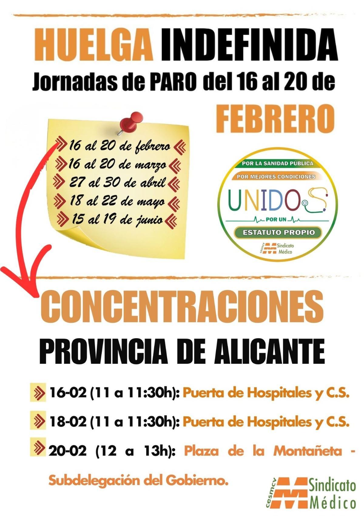 Calendario de movilizaciones convocadas por el Sindicato Médico para la próxima semana