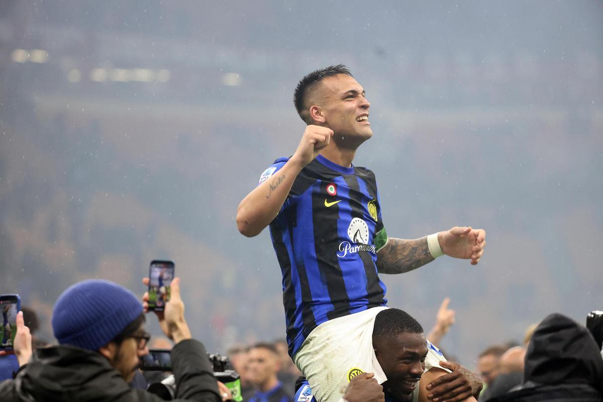 Lautaro Martínez celebra el Scudetto del Inter