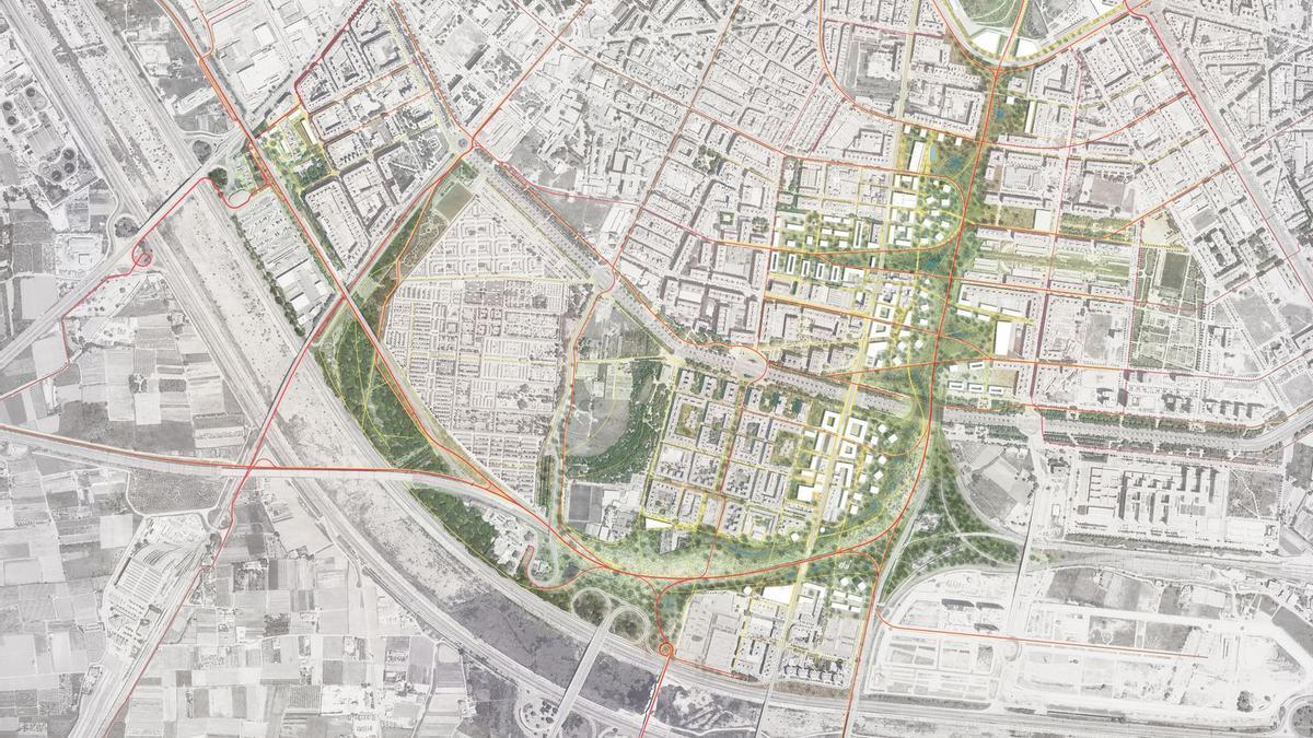 El corredor verde descartado por el bulevar con tráfico diseñado por Gustafson