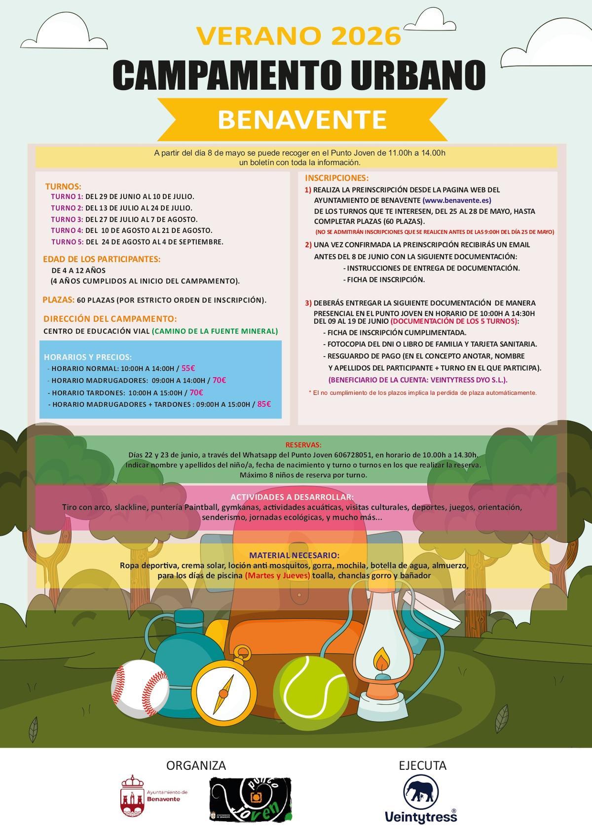 Cartel del Campamento Urbano de Benavente.