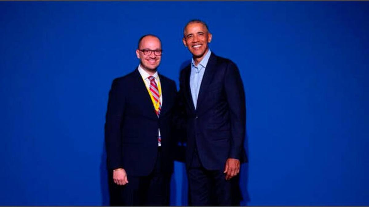 Cazorla con el ex presidente de Estados Unidos, Barack Obama