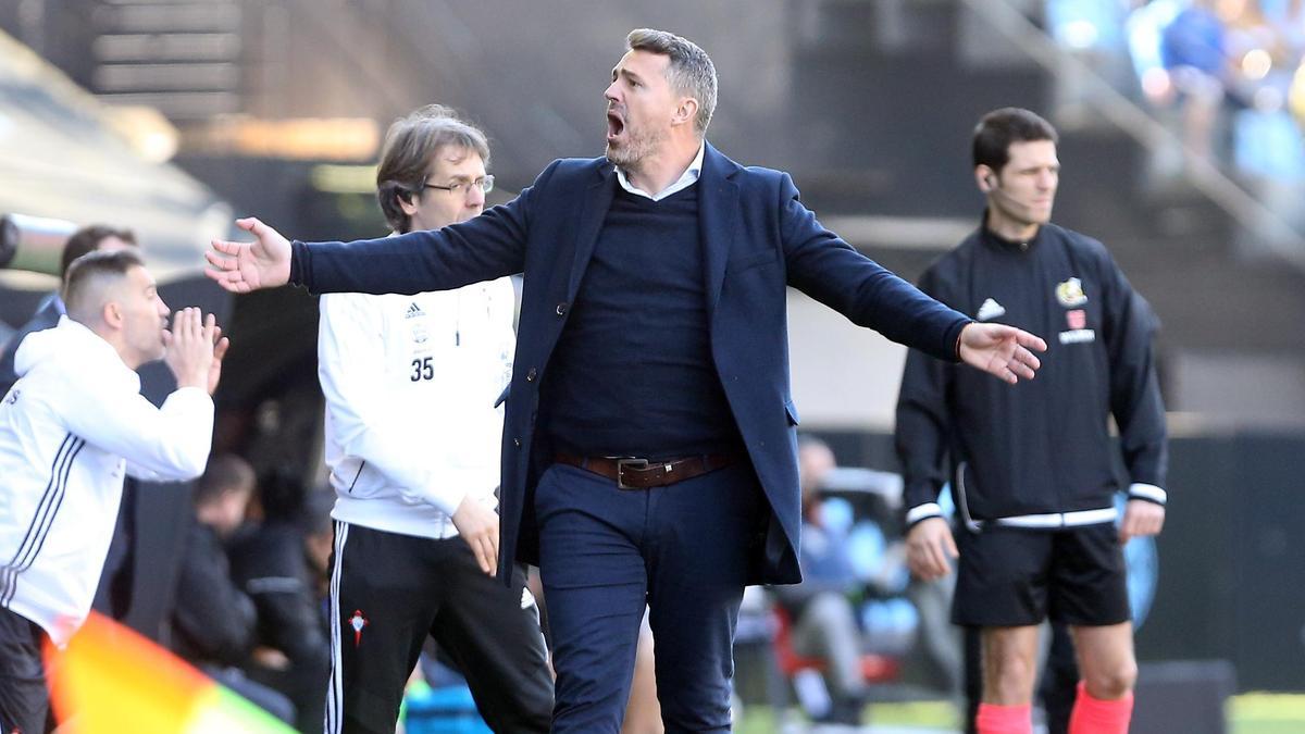 Óscar García, en el banquillo celeste en un partido ante el Leganés.