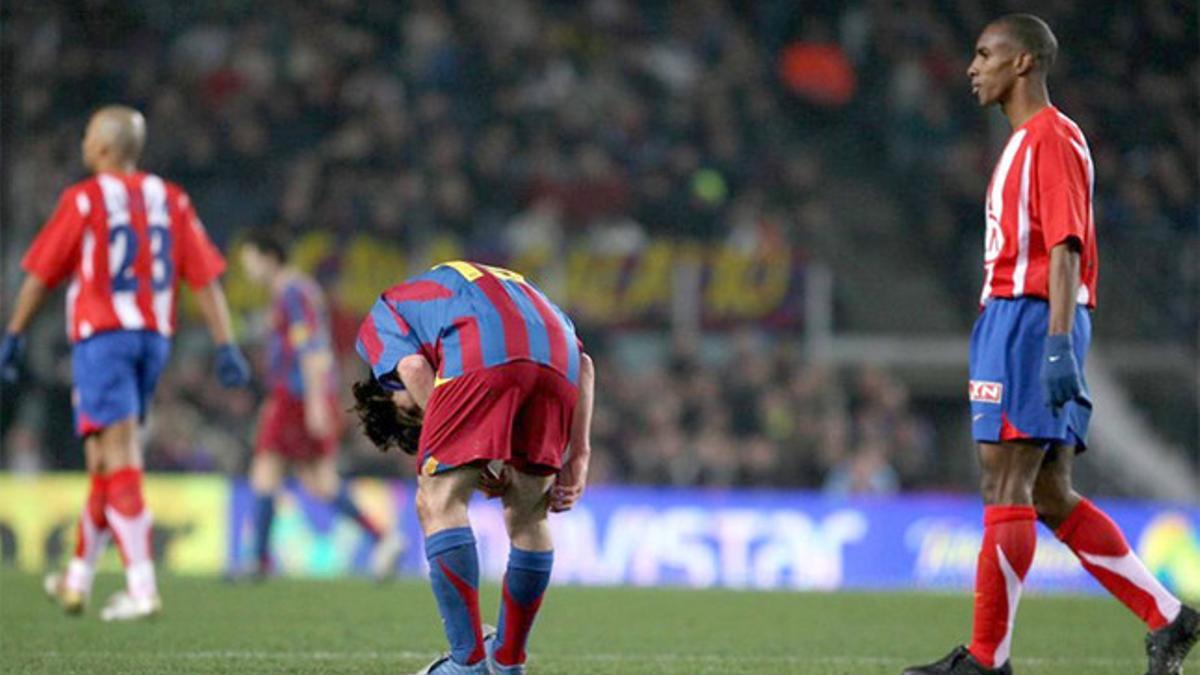 5 de febrero de 2006. Partido contra el Atlético de Madrid y primera lesión de Leo Messi con el Barça