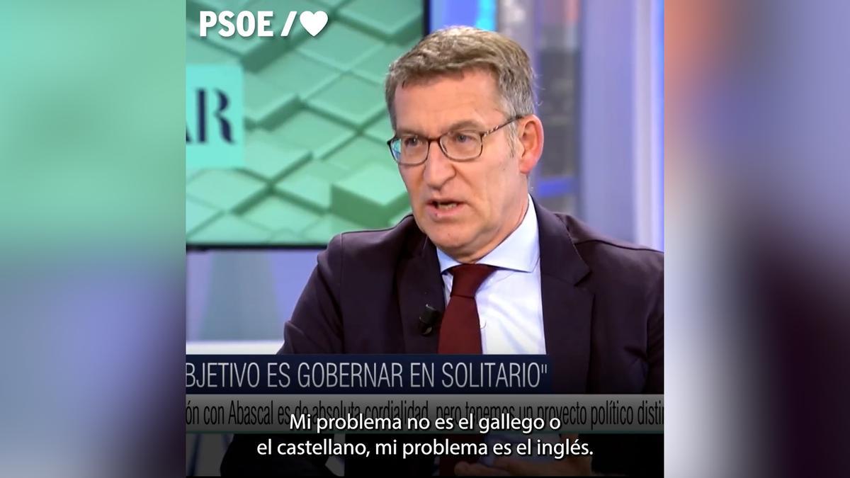 El inglés, el nuevo vídeo del PSOE con el que ridiculizan a Feijóo