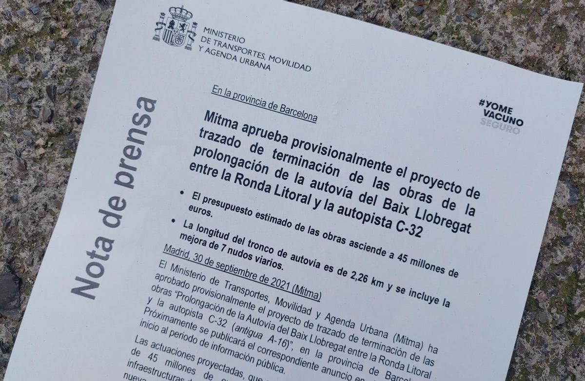 El ministeri aprova provisionalment el projecte que ha de permetre finalitzar les obres de la ‘variant’ de la C-245 a Sant Boi