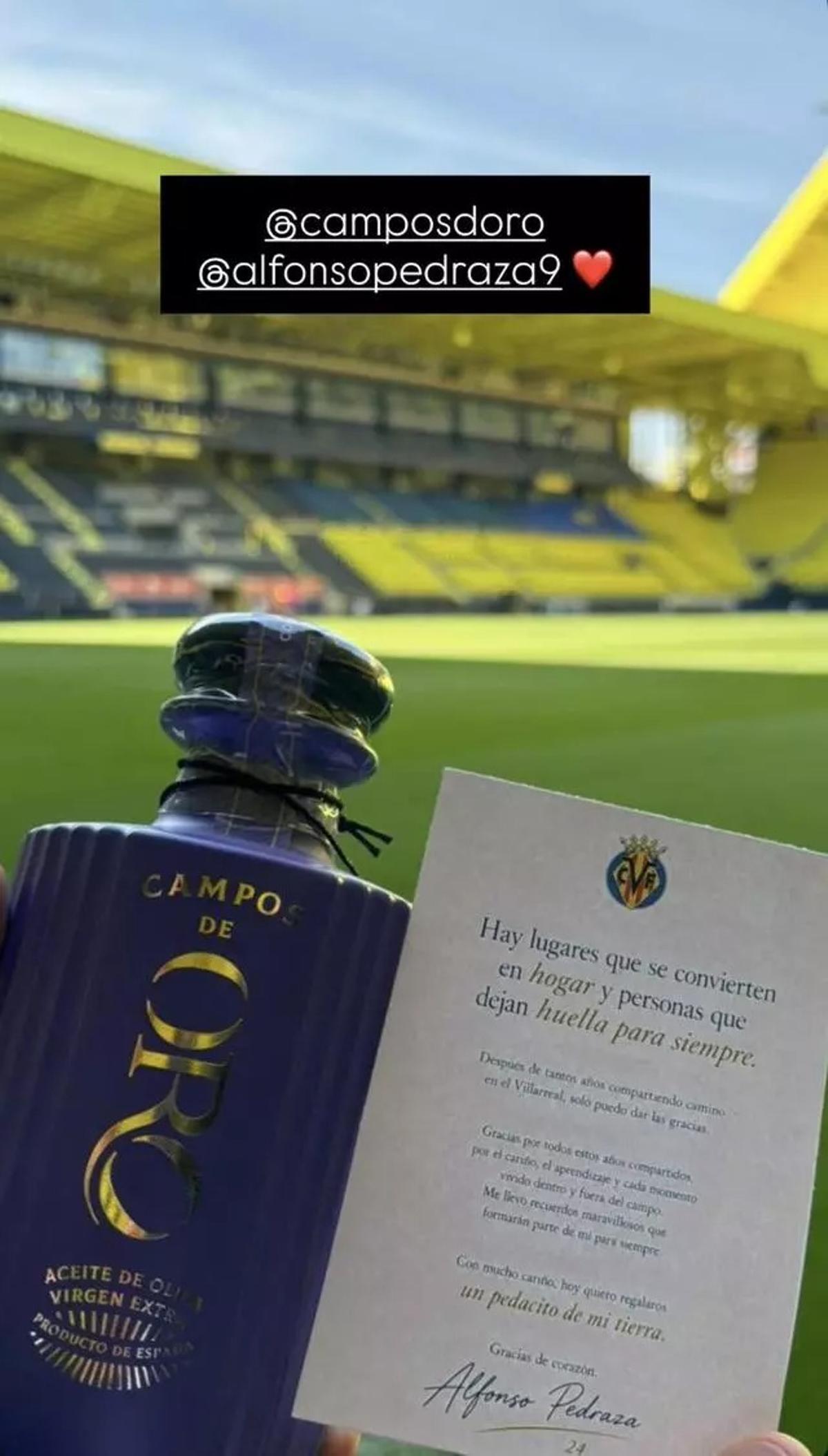 Regalo de Pedraza compartido por el jugador Juan Foyth en sus redes.