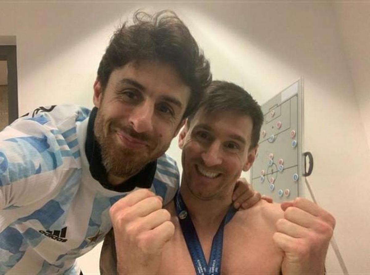 Leo Messi con Pablo Aimar