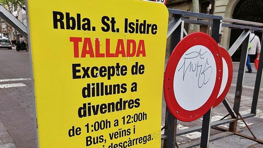 Punt de restricció de l&#039;accés a la rambla de Sant Isidre