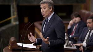 Feijóo, durante la comparecencia de este miércoles en el Congreso.