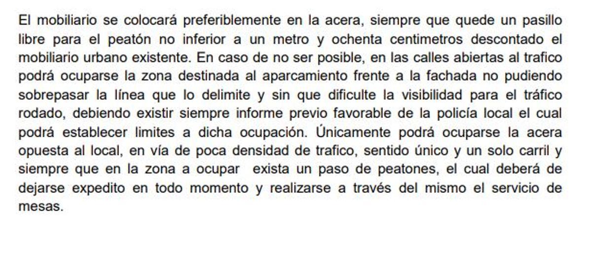 Artículo 13 de la ordenanza de ocupación de la vía pública de Torrevieja