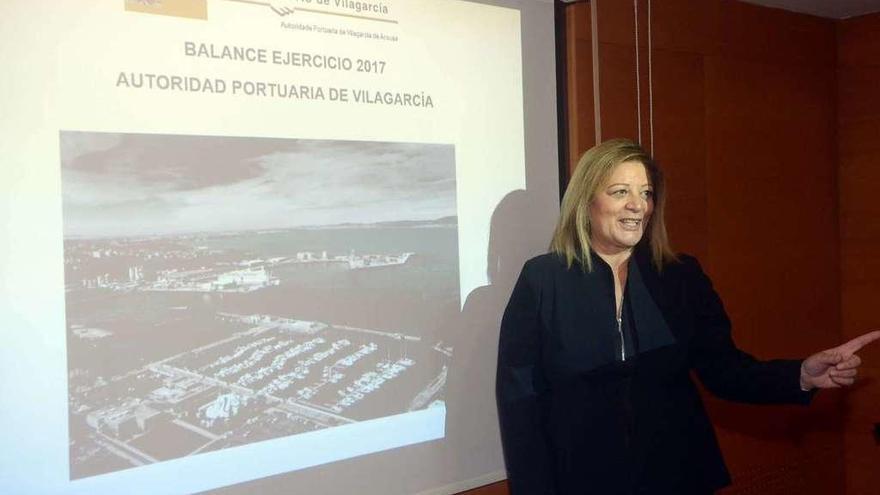 La presidenta de la Autoridad Portuaria Sagrario Franco, presentó los resultados del ejercicio 2017. // Noé Parga