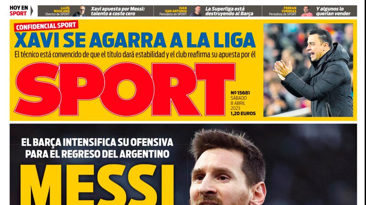 Esta es la portada de SPORT de hoy, sábado 8 de abril de 2023