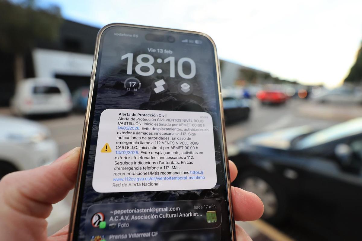 Una imagen con el texto enviado por la Generalitat con motivo del envío del Es-Alert