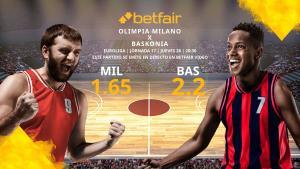 Olimpia Milano vs. Saski Baskonia: horario, TV, estadísticas, clasificación y pronósticos