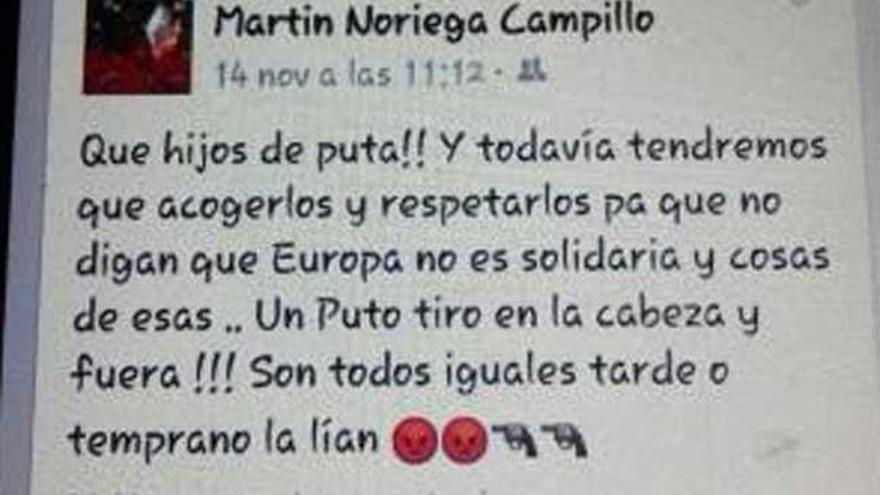 Un concejal del PP pide &quot;un puto tiro&quot; para los refugiados