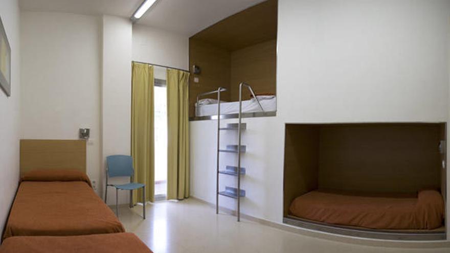 Una de las habitaciones del albergue juvenil de Torremolinos.