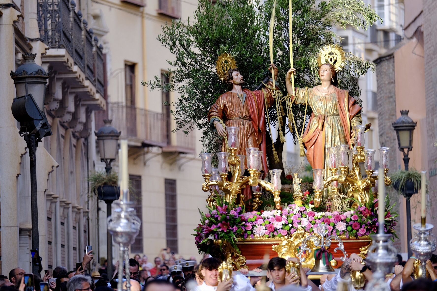 Procesión de los patronos de Málaga por las calles del Centro