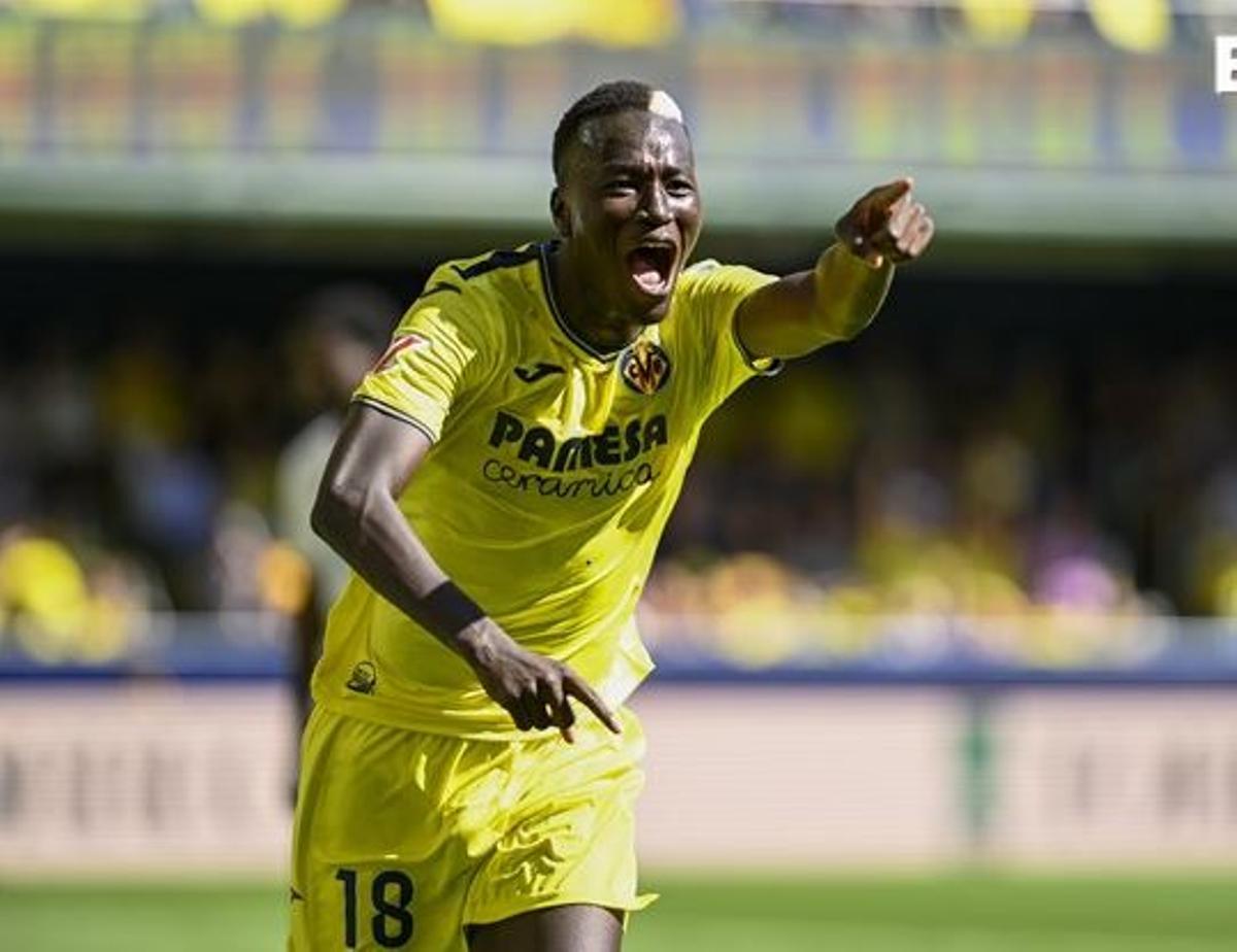 Pape Gueye celebrando un gol con el Villarreal