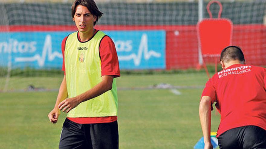 Pedro Geromel, en un entrenamiento en Son Bibiloni.