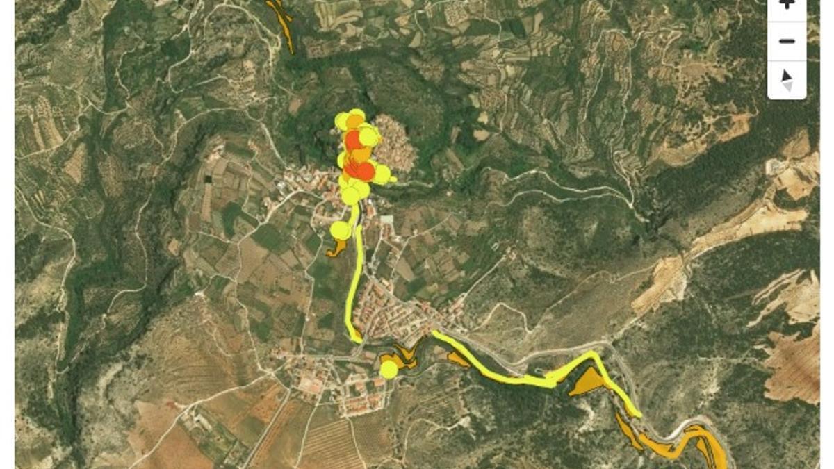 Imágenes satélite de los daños detallados de Letur