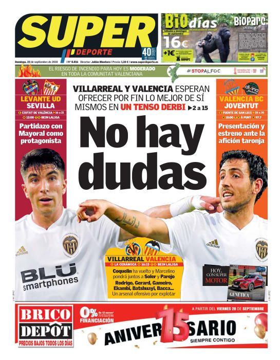 Portada SUPERDEPORTE domingo 23 septiembre 2018