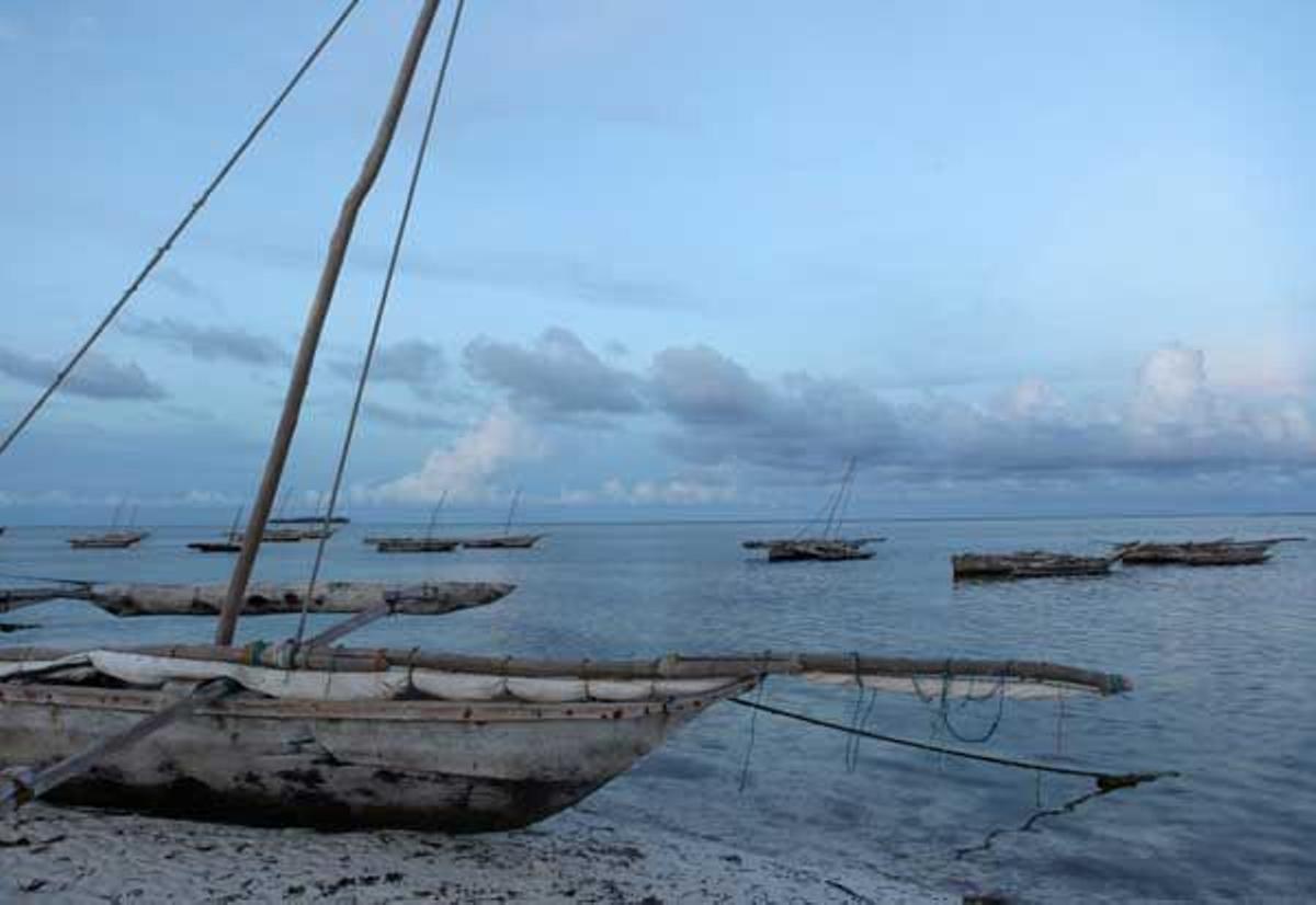 Barcos tradicionales de pesca en Matwemwe, al norte de Unguja, Zanzíbar.