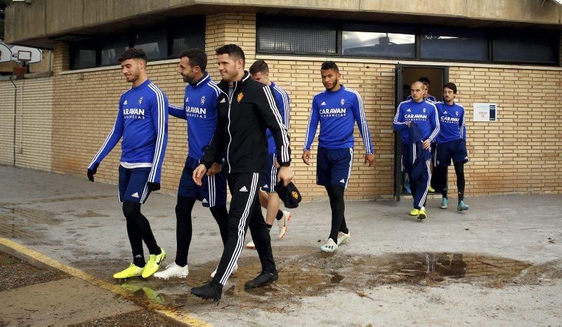 Entrenamiento del Real Zaragoza antes del partido contra la SD Huesca