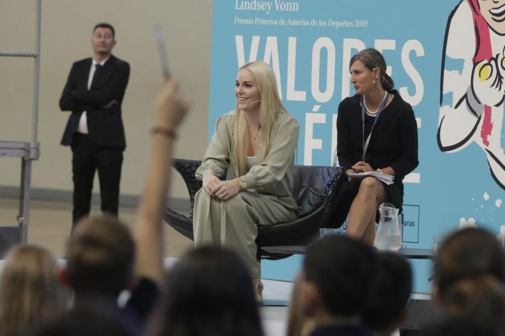 Premios Princesa de Asturias: Encuentro de Lindsey Vonn con estudiantes en Avilés