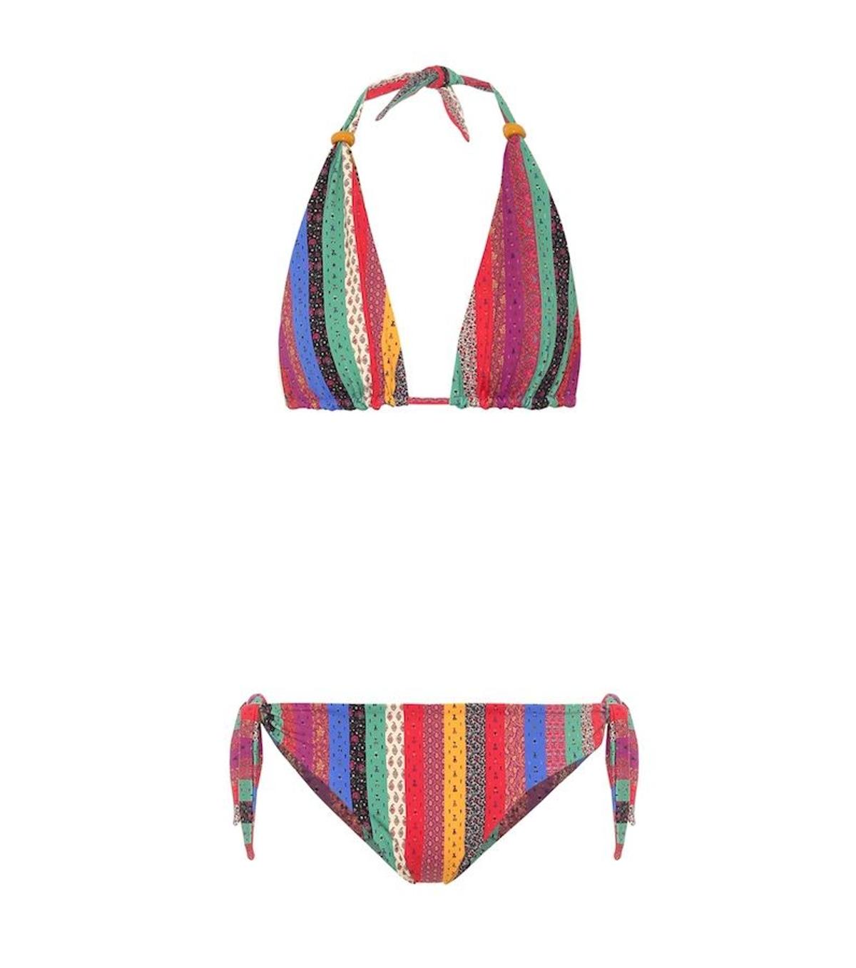 El bikini de crochet de rayas multicolor